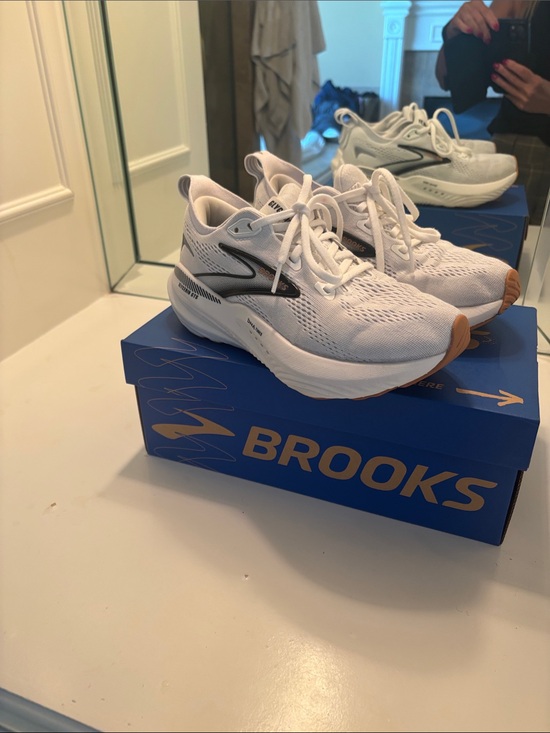 Brooks Shoes - Brooks White Sneakers with Black Logo and Gum Toe
